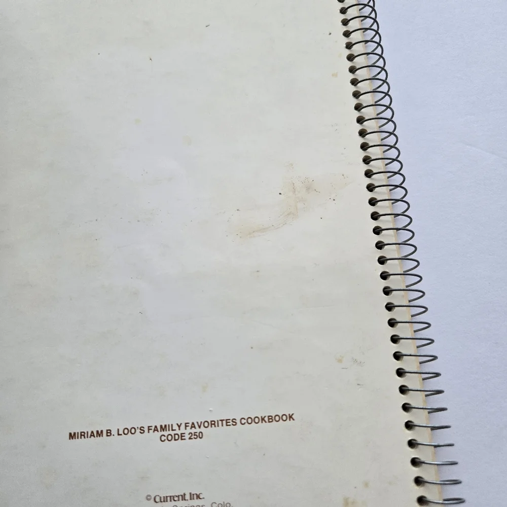 Miriam B. Loo's Family Favorites Cookbook 1977 Current Spiral Bound Recipes VTG